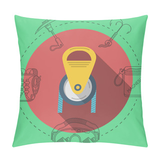 Personality  Flat Design Vector Illustration For Rock Climbing. Pulley Pillow Covers