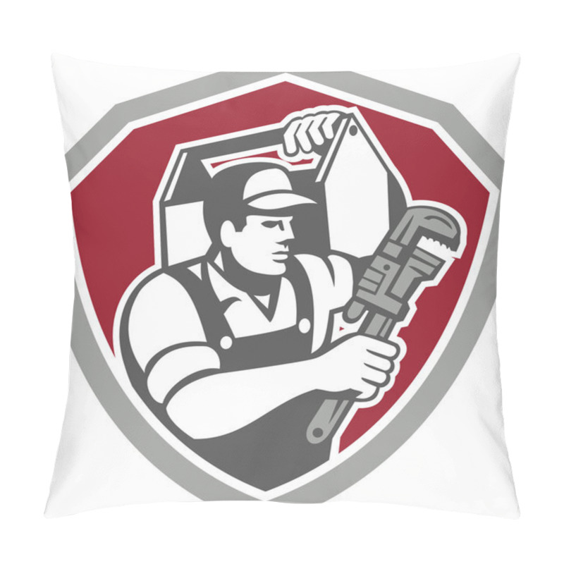 Personality  Plumber Carry Toolbox Wrench Shield Retro pillow covers