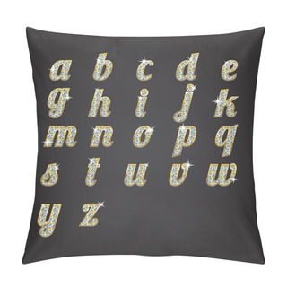Personality  Vector Golden Alphabet With Diamonds Pillow Covers