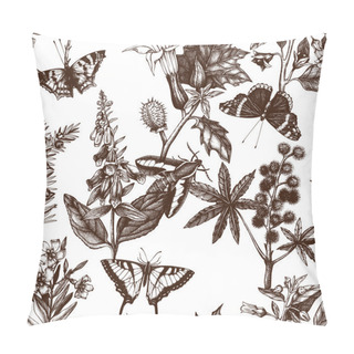 Personality  Pattern With Poisonous Flowers And Butterflies Pillow Covers
