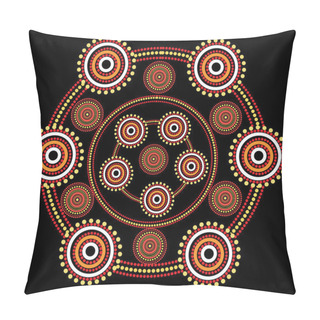 Personality  Illustration Based On Aboriginal Style Of Dot Painting. Pillow Covers