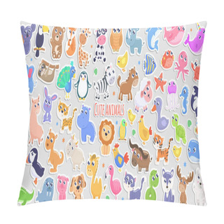 Personality  Cute Cartoon Animal Stickers. Flat Design Pillow Covers