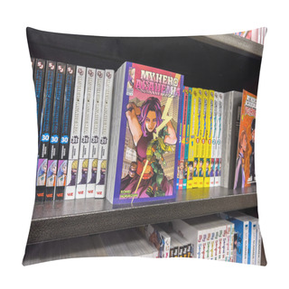 Personality  Woodinville, WA USA - Circa November 2022: Close Up Selective Focus On My Hero Academia Manga For Sale Inside A Barnes And Noble Store. Pillow Covers