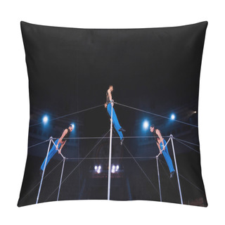 Personality  Low Angle View Of Gymnasts Performing On Horizontal Bars In Circus   Pillow Covers