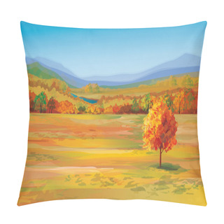 Personality  Vector Of Autumn Landscape. Pillow Covers