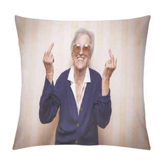 Personality  Lady Making Middle Fingers Signs Pillow Covers