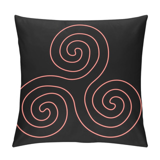 Personality  Neon Triskelion Or Triskele Symbol Sign Red Color Vector Illustration Image Flat Style Light Pillow Covers