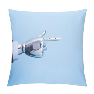 Personality  Robot Hand Touching Something On The Blue Background Pillow Covers