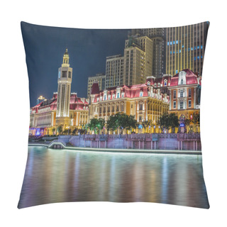 Personality  Beautiful Night View Of The Haihe River In Tianjin , China Pillow Covers