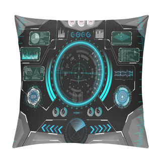 Personality  Sci-Fi Futuristic Glowing HUD Display. VR Vector Pillow Covers