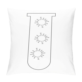 Personality  Molecules Of Coronavirus In Flask Isolated On White Pillow Covers