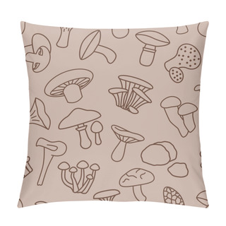Personality  Mushroom Seamless Pattern In Brown Colour Pillow Covers