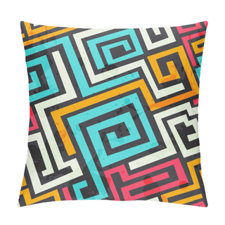 Personality  Colored Square Spiral Pattern With Grunge Effect Pillow Covers