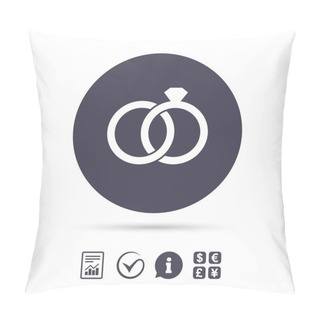 Personality  Wedding Rings Sign Icon.  Pillow Covers