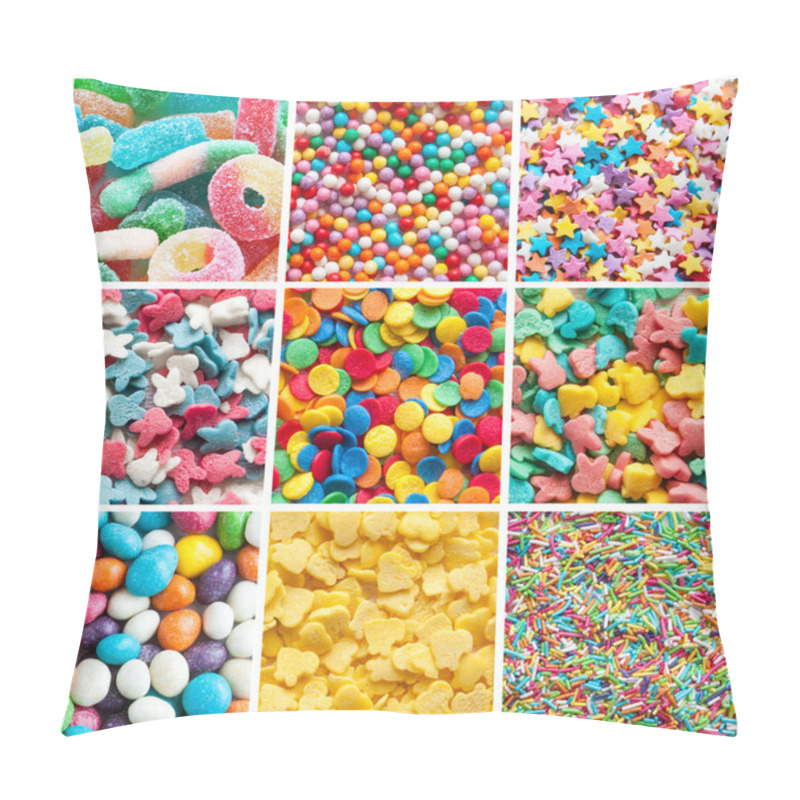 Personality  Colorful Collage Of Various Candies And Sweets Pillow Covers