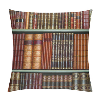Personality  Old Library Of Vintage Hard Cover Books On Shelves Pillow Covers