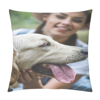 Personality  Woman With Beautiful Dog Pillow Covers