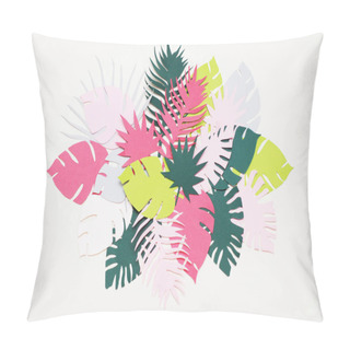 Personality  Palm Green Leaves Tropical Exotic Tree Isoalted On White Background. Square Image. Holliday Patern Pillow Covers
