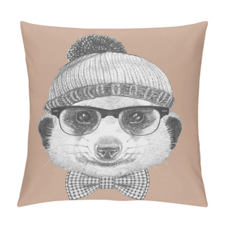 Personality  Portrait Of Hipster Animal Pillow Covers