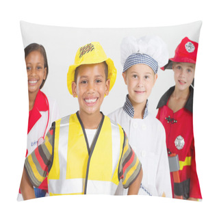 Personality  Group Of Happy Little Workers In Various Uniforms Pillow Covers