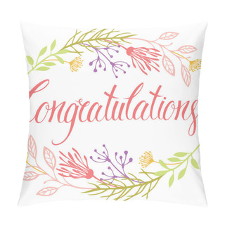 Personality  Congratulations Card With Flowers And Calligraphy Pillow Covers