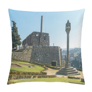 Personality  View At The Ruins Of Paco Dos Condes In Barcelos. The Town Symbol Is A Rooster In Portuguese Called Galo De Barcelos (Rooster Of Barcelos). Pillow Covers