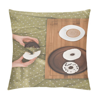 Personality  Person Eating Donuts With Coffee Pillow Covers