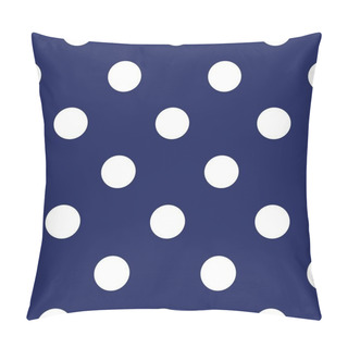 Personality  Vector Seamless Pattern With Huge Polka Dots On Retro Navy Blue Background Pillow Covers