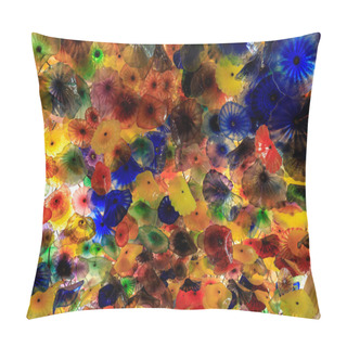 Personality  Las Vegas, Nevada - May 27, 2018 : Colorful Fiori Di Como Glass Flower Structure By Sculptor Chihuly In The Lobby Of The Bellagio Hotel And Casino On The Las Vegas Strip. Pillow Covers