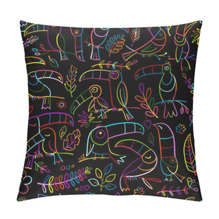 Personality  Toucans, Paradise Tropical Bird. Seamless Pattern For Your Design Pillow Covers