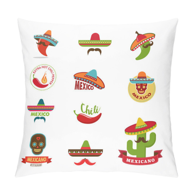 Personality  Mexican food icons, menu elements for restaurant pillow covers