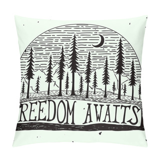 Personality  Freedom Awaits Grungy Handdrawn Quote Poster Pillow Covers