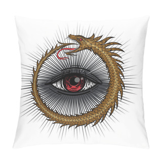 Personality  The Magic Symbol Of Ouroboros. Snake In The Form Of A Ring Biting Its Tail And All-seeing Eye In The Center Pillow Covers