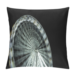 Personality  Selective Focus Of Defocused Observation Wheel At Night On Black Background Pillow Covers
