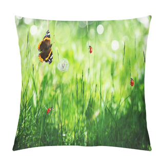 Personality  Sunny Green Field With Ladybugs Pillow Covers