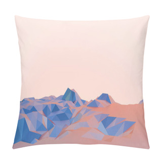 Personality  Abstract Background Lowpoly Landscape Mountain And Red  - Orange Concept With Copy Space.Retro Style Digital Banner  Art- 3d Rendering Pillow Covers