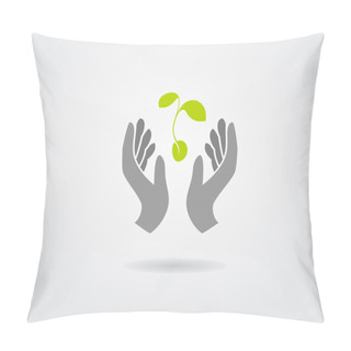 Personality  Hands And Plant Isolated On White Background Pillow Covers
