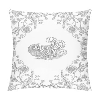 Personality  Indian Ethnic Pattern With Flowers And Bird. Pillow Covers