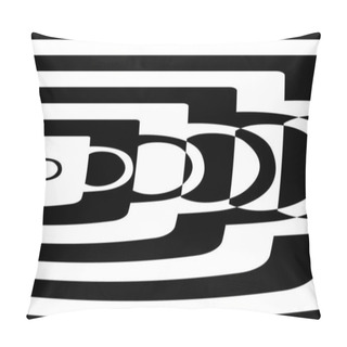 Personality Black And White Abstract Ribbed Background In The Style Of Pop Art, Wallpaper For Design Hypnotic Concept Creative With Cup Shapes Pillow Covers