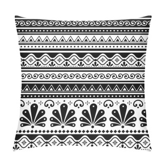 Personality  Talavera Poblana Vector Seamless Pattern Inspired By Traditional Mexican Decorated Pottery And Ceramics In Black And White Pillow Covers