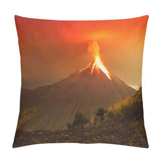 Personality  Long Exposure Of Tungurahua Volcano Exploding In The Night Of 29 11 2011 Ecuador Shot With Canon Eos Mark Iv Converted From Raw Large Amount Of Noise Visible At Full Size Pillow Covers