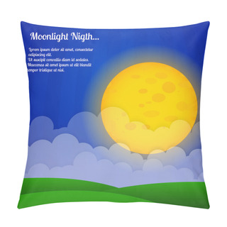Personality  Vector Background With Clouds And Big Moon In The Sky. Pillow Covers