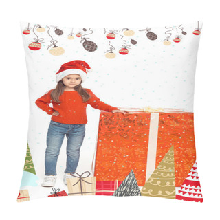 Personality  Child With Big Christmas Present Pillow Covers