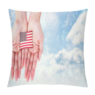 Personality  Hands Showing Usa National Flag Pillow Covers