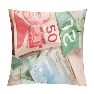 Personality  Crinkled Canadian Dollar Bills Closeup Pillow Covers
