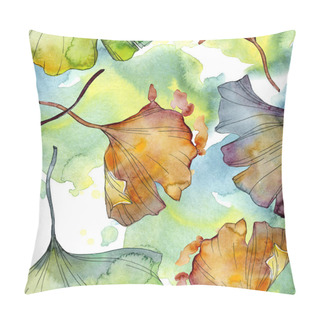 Personality  Ginkgo Biloba Leaf Plant Botanical Garden Floral Foliage. Watercolor Illustration Set. Watercolour Drawing Fashion Aquarelle Isolated. Seamless Background Pattern. Fabric Wallpaper Print Texture. Pillow Covers