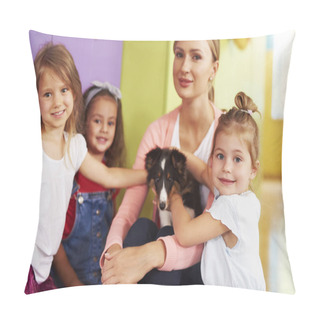 Personality  Preschool Children Having Fun With Dog  Pillow Covers