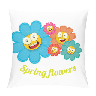 Personality  Vector Spring Cartoon Flowers Isolated On White Pillow Covers