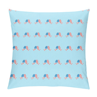 Personality  Seamless Background Pattern With Paper Cut Mustache Made Of American Flags On Blue  Pillow Covers
