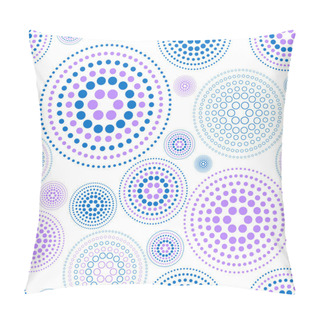 Personality  Hand Drawn Circles Geometrical Abstract Seamless Pattern. Violet, Lilac, Aubergine, Lavender Colors. Round Shapes Made Of Tiny Dots Background. Grunge Splash Texture Colorful Circles Or Dots. Pillow Covers